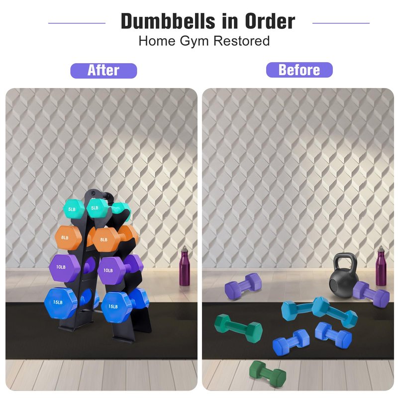 【Dumbbells not Included】 Dumbbell Rack Stand Only, Compact A-Frame Weight Rack for Dumbbells, Rust-Resistant Coated Dumbbell Storage Rack, Dumbbell Stand with Handle & Non-Slip Base for Home Gym