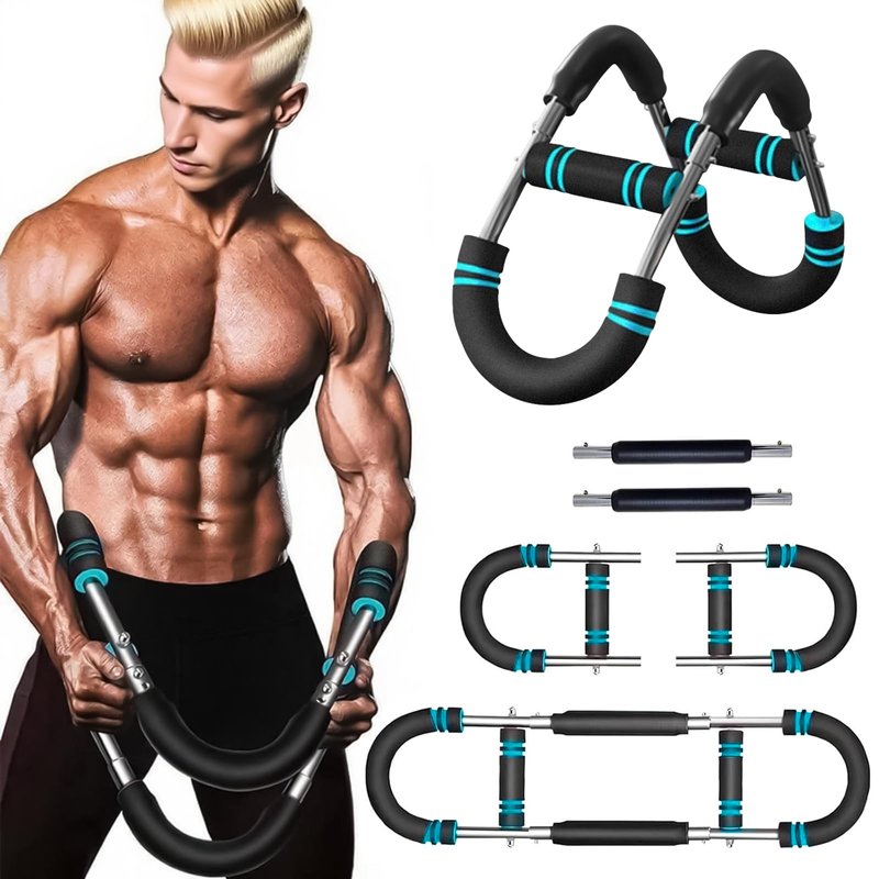 Twister Arm Trainer, Adjustable Chest Workout Equipment, Arm Trainer for Men, Portable Power Twister Bar, Detachable Design Fitness Anywhere (Blue, 40-100lb)