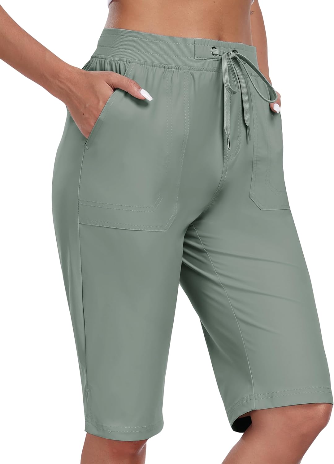 MoFiz Women's Quick-Dry Hiking Shorts - 13" Knee Length, Water-Resistant, 3 Pockets | Athletic Travel Golf Bermuda