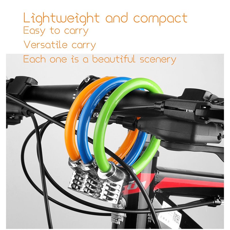 Bicycle Lock,Small Portable Ring Safety Anti-Theft Tamper Proof Shear Resistance Thickened Steel Cable Alloy,Apply to Mountain Bike Road Cycling Touring Foldable Bicycle(Orange)