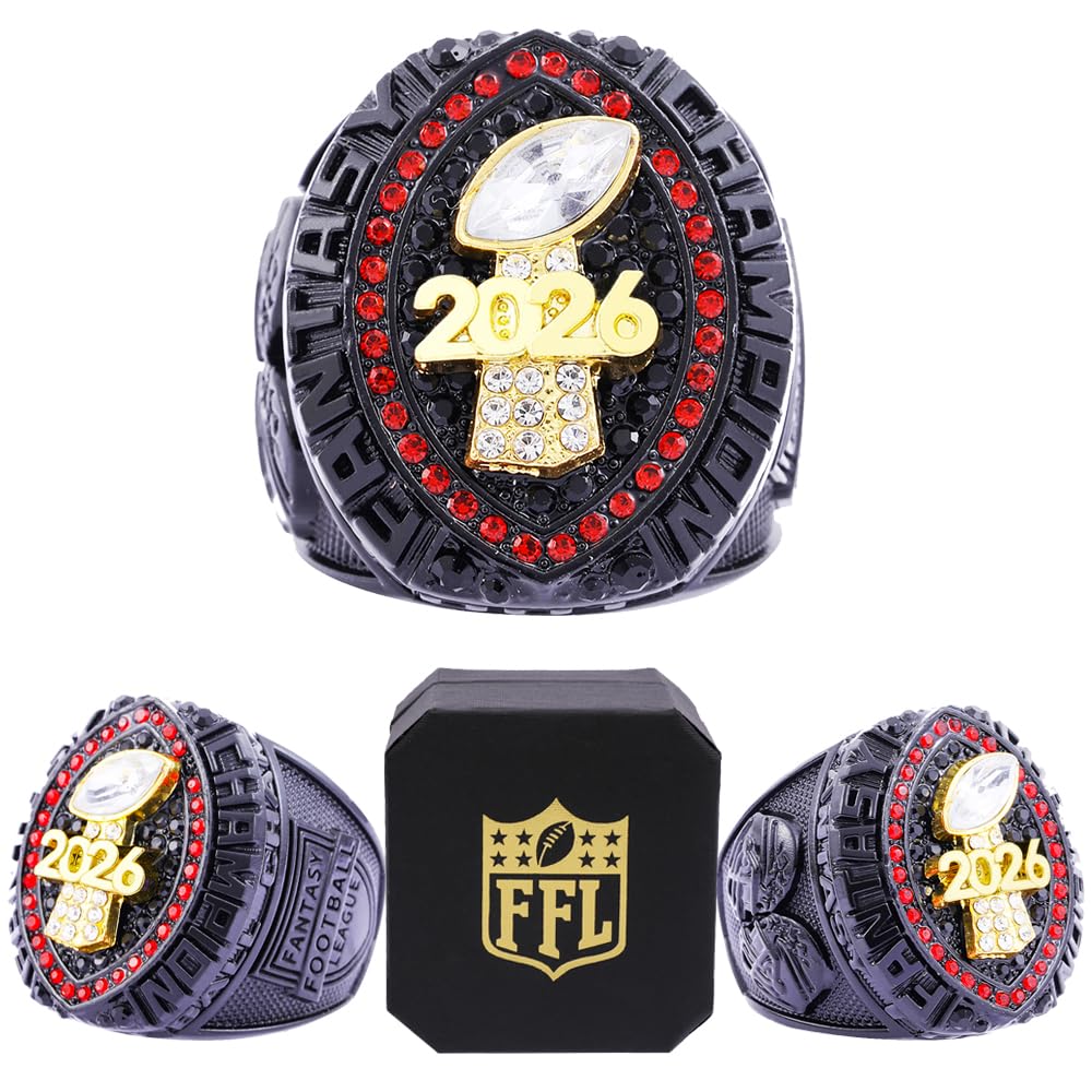 noblehead 2026 Fantasy Football Championship Ring Heavy FFL Champion Trophy Ring Award Trophy for Fantasy Football League Winner (Size 11)