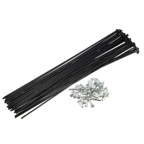 X AUTOHAUX 40 Pcs 14G J Bend 226mm x 2mm Bike Bicycle Spokes with Nipples Steel Black