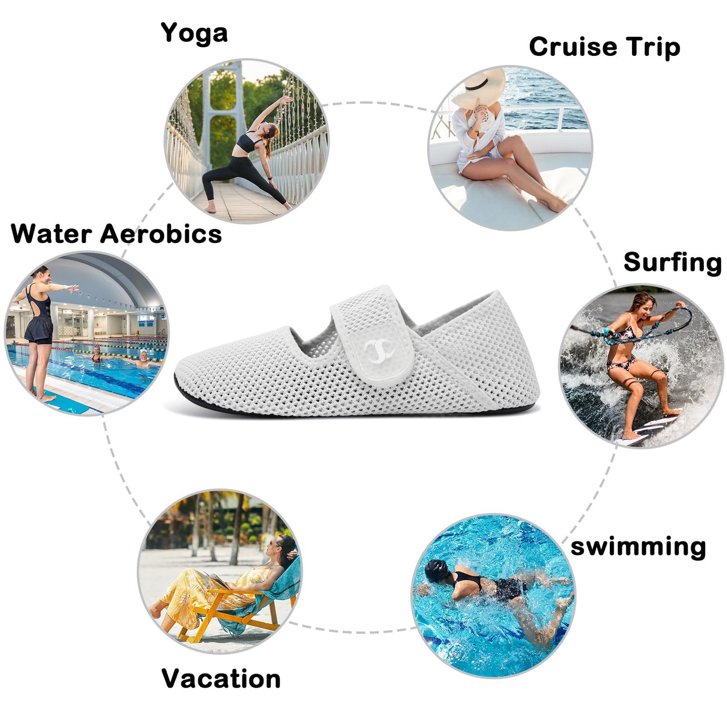 Water Shoes for Women Beach Swim Aqua Socks Wide Width Pool Swimming Sand Shoes White Barefoot Yoga Shoes Summer Beach Shower Slides Sandals Size