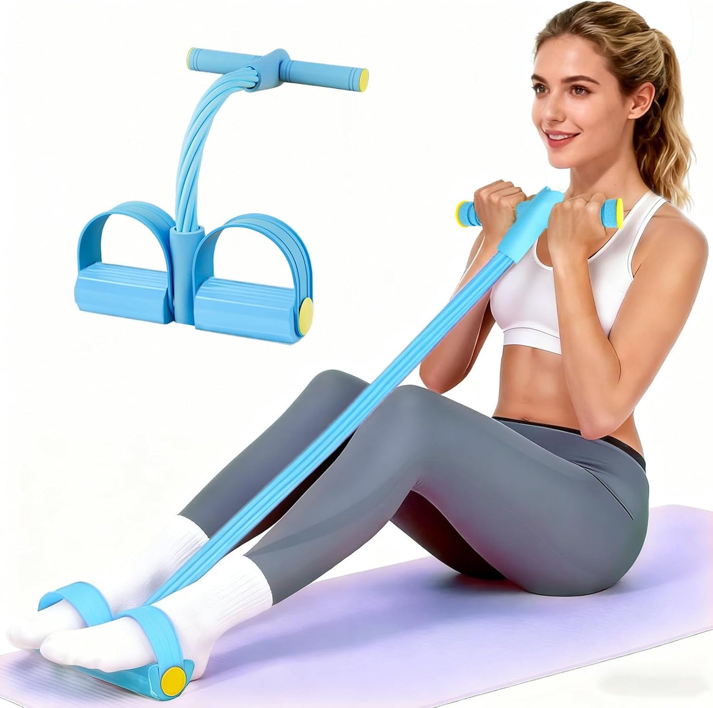 Skiennix Pedal Resistance Bands - Upgrade 6-Tube Manual Tension Training | Natural Rubber for Full-Body Workouts