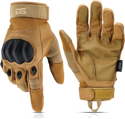 Glove Station Touchscreen Gloves for Men - Hard Knuckle Protection for Motorcycle, Airsoft & Outdoor Work | Tan, Medium