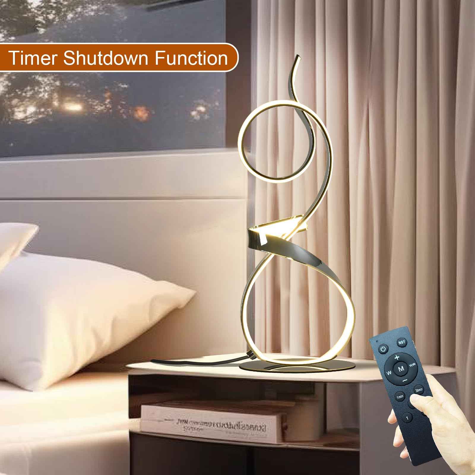 AooLiWang 21inch 20W 2700LM Modern Upscale Desk Light 3 Color Wireless Remote Control Dimmer Table Lamp for Living Room,Bedroom (Chrome Finsh)