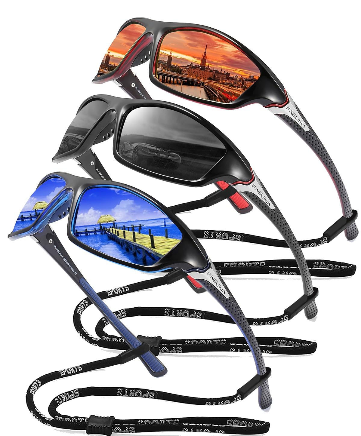 FAGUMA Sports Polarized Sunglasses For Men Cycling Driving Fishing UV400 Protection
