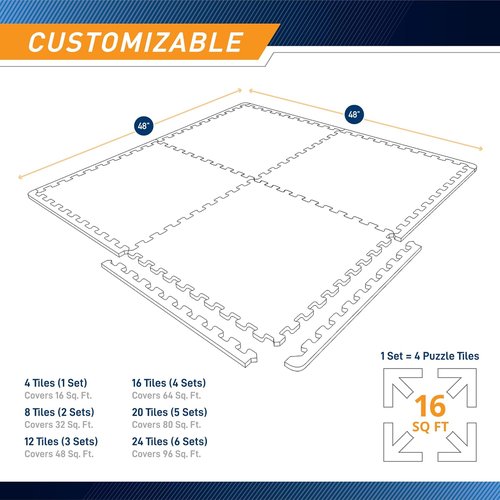 Marcy Interlocking EVA Foam Gym Floor Mat - Dual Density Rubber for Exercise Equipment | MAT-40