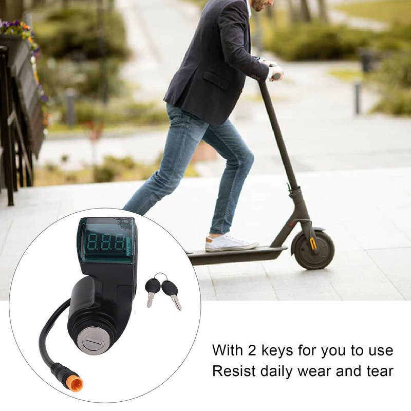 Alomejor Electric Scooter Handle Switch Lock,with Display Screen and 2 Keys Scooter Lock Replacement ABS Material for Urban Commuters Daily Riders Travel Enthusiasts