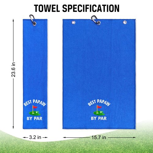 ERHACHAIJIA Best Papaw by Par Embroidered Golf Towel with Clip. Funny Golf Accessories Gifts for Men Father Papa Golf Lover, Birthday Retirement