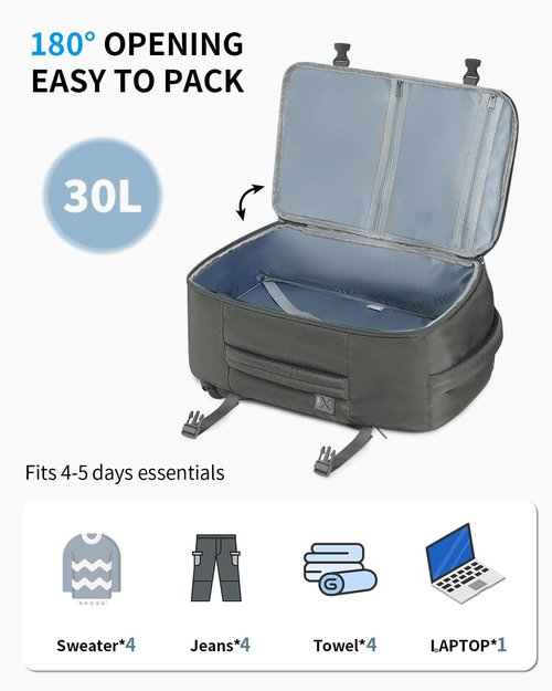 ECOHUB Travel Backpack - USB Charging, Anti-Theft Pockets, 15.6 Inch Laptop Compatible | 30L, Grey Green