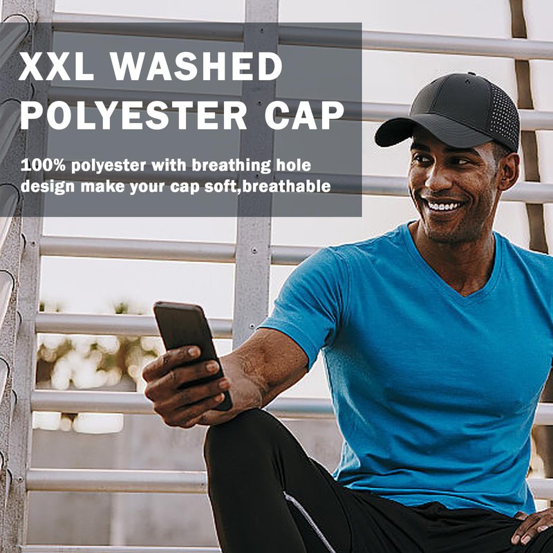 Oversized XXL XL Men's Basebal Cap Waterproof Quick Drying Large Hat Mesh Big Head Hats Adjustable Running Hat Black