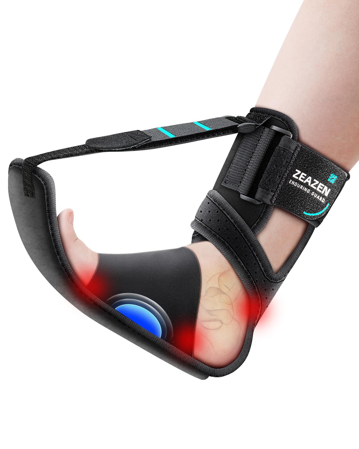 ZEAZEN Plantar Fasciitis Brace Night Splint, Adjustable Foot Support for Heel Spur, Foot Drop & Achilles Tendonitis Relief, Comfortable Day & Night Use for Men and Women (Black, Large)