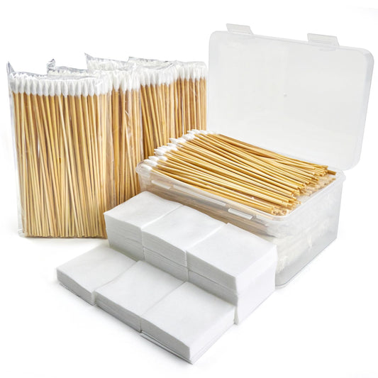 Gun Cleaning Kit - Gun Cleaning Patches and Cotton Swabs in Storage Box, 6" Long Cotton Swab & 2" Lint Free Pad - Highly Absorbent, Essential Supplies for Barrel and Bore Care