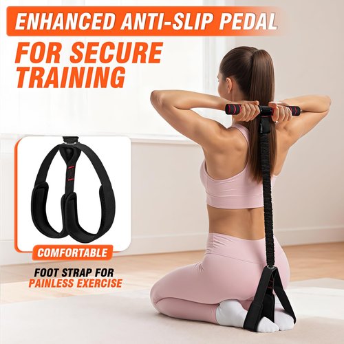 UZTUGG Pedal Resistance Bands with Handles, Upgrade Women Exercise Bands for Full Body Training, Core, ABS, Legs, Glutes, Arms, Pilates, Physical Therapy, Strength, Sit Up Equipment for Home Workout