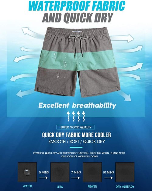 Maamgic Men's 7-Inch Stretch Swim Trunks - Quick Dry Mesh Lining Bathing Suits