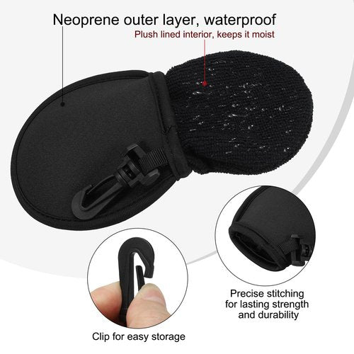 PATIKIL Golf Ball Washer Pouch, 4 Pack Portable Golf Balls Cleaner Pocket Bag with Hanging Clip for Women Men Golf Exercise, Black
