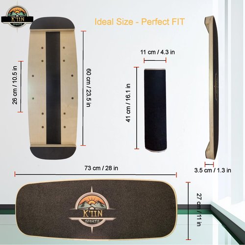 Kiin Balance Board Trainer, adjustable stoppers – Indo Board, Balancing Board for Surfing, Core Training, Wobble Board for Skateboarding, Surfing, Skating, Yoga and Fitness.