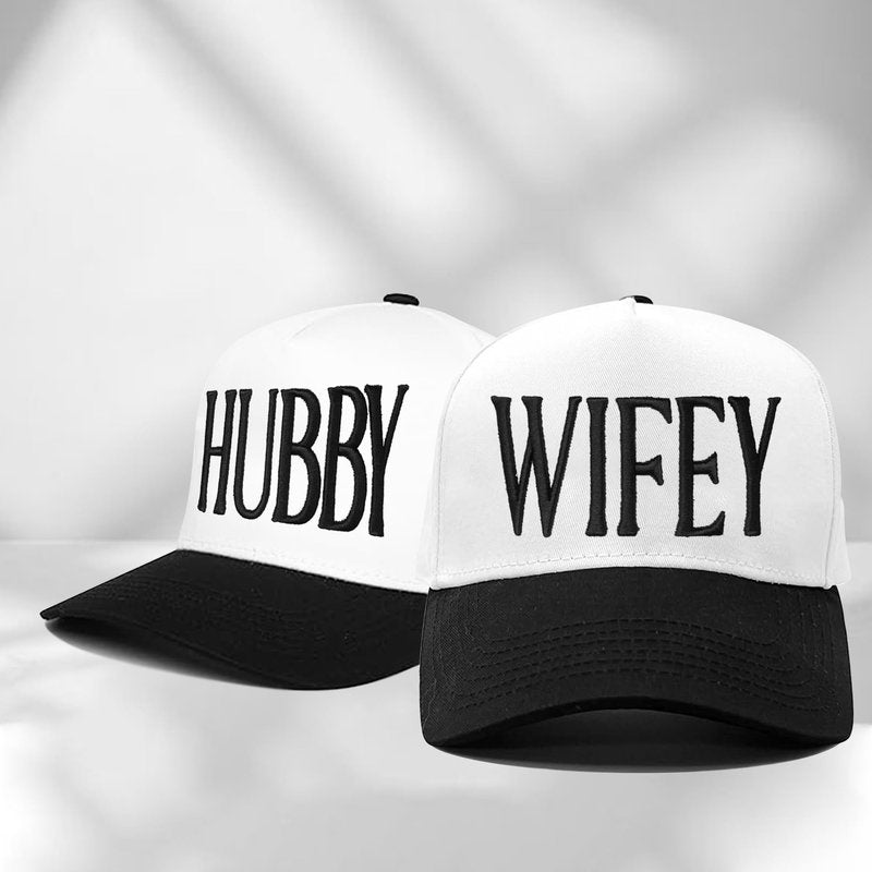 Hubby and Wifey Trucker Baseball Hats, Engagement Gifts for Couples, Wedding Gifts, Bridal Shower Gifts, Honeymoon Essentials
