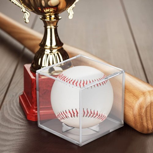 Baseball Display Case by [Brand Name] - 18 Pcs Clear UV Protected Acrylic Cube Box for Official Size Balls