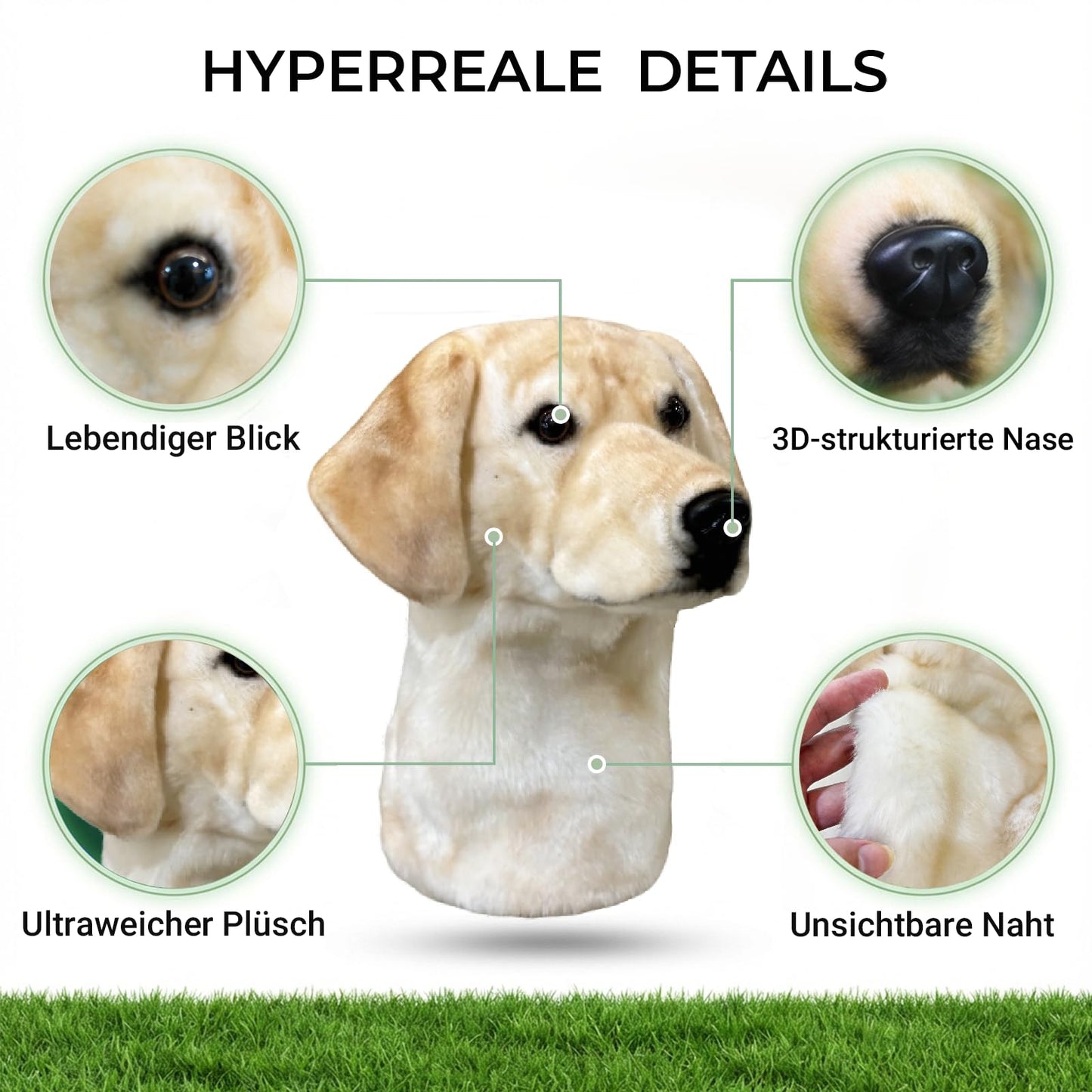FurEverClone Labrado Golf Head Cover - Realistic Dog Golf Club Head Covers, Labrado Large Dog Breeze Small Display, Cream Yellow
