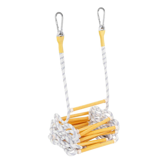 EMEKIAN Emergency Fire Escape Ladder Flame Resistant Safety Extension Rope with 2 Hooks, 2 to 6 Story Homes Reusable Compact Portable External Ladder (7.6 M / 25 FT)