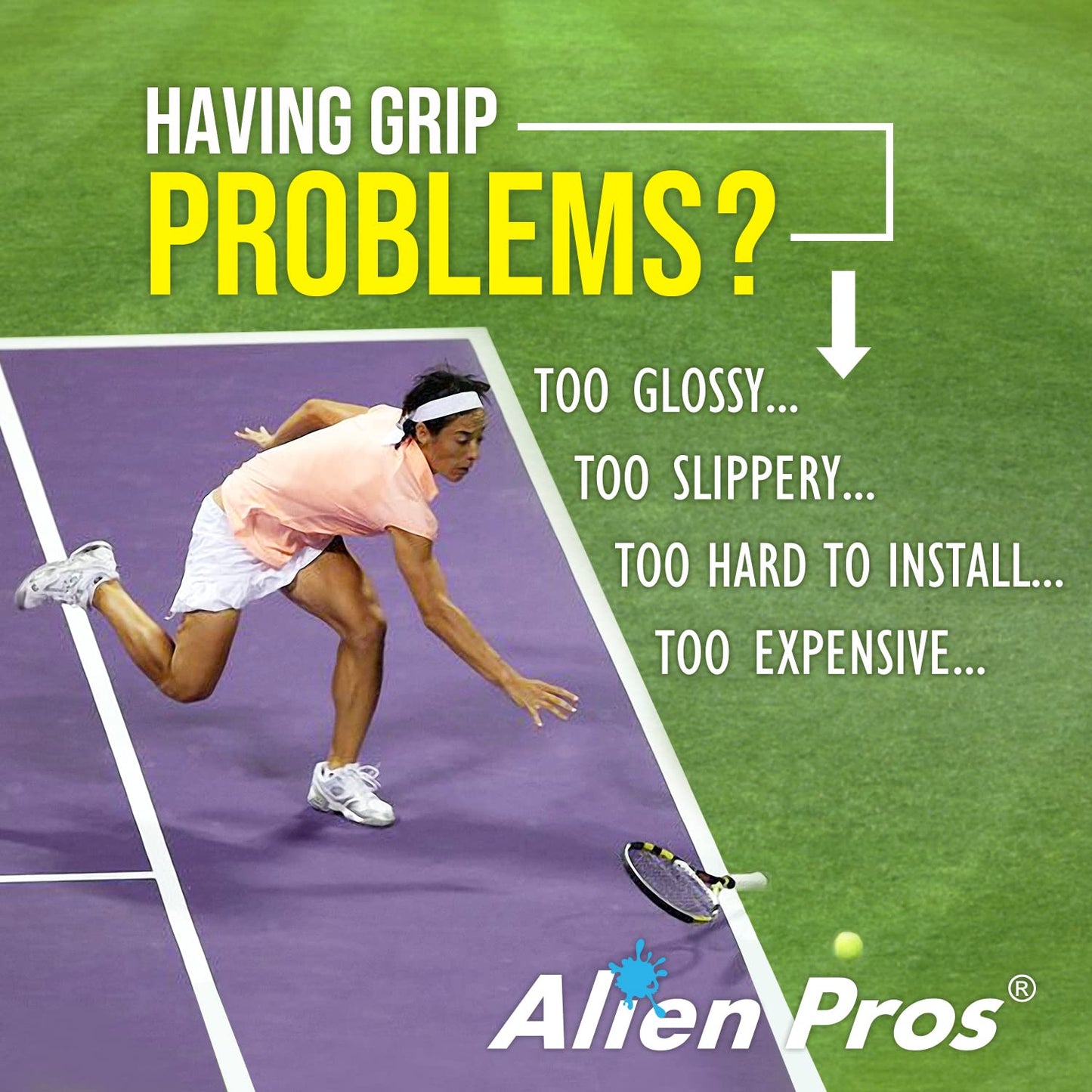 ALIEN PROS New Model M-Tac Tennis Racket Grip Tape (6 Grips) - Overgrip for High Performance Racquet Wrap (White)