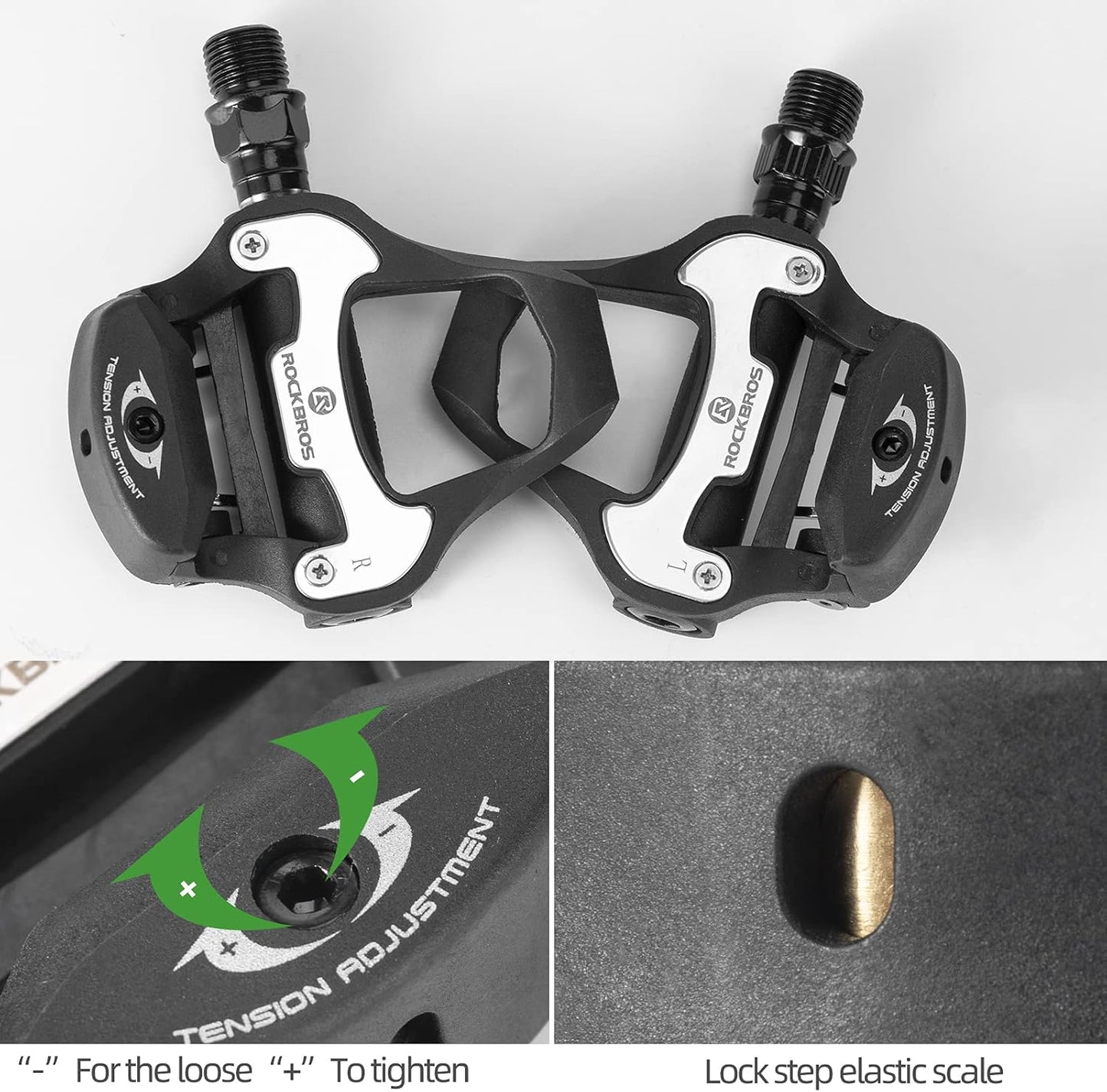 ROCKBROS Clipless Bike Pedals Set - Compatible with Look KEO | Durable Road Bicycle Cleats