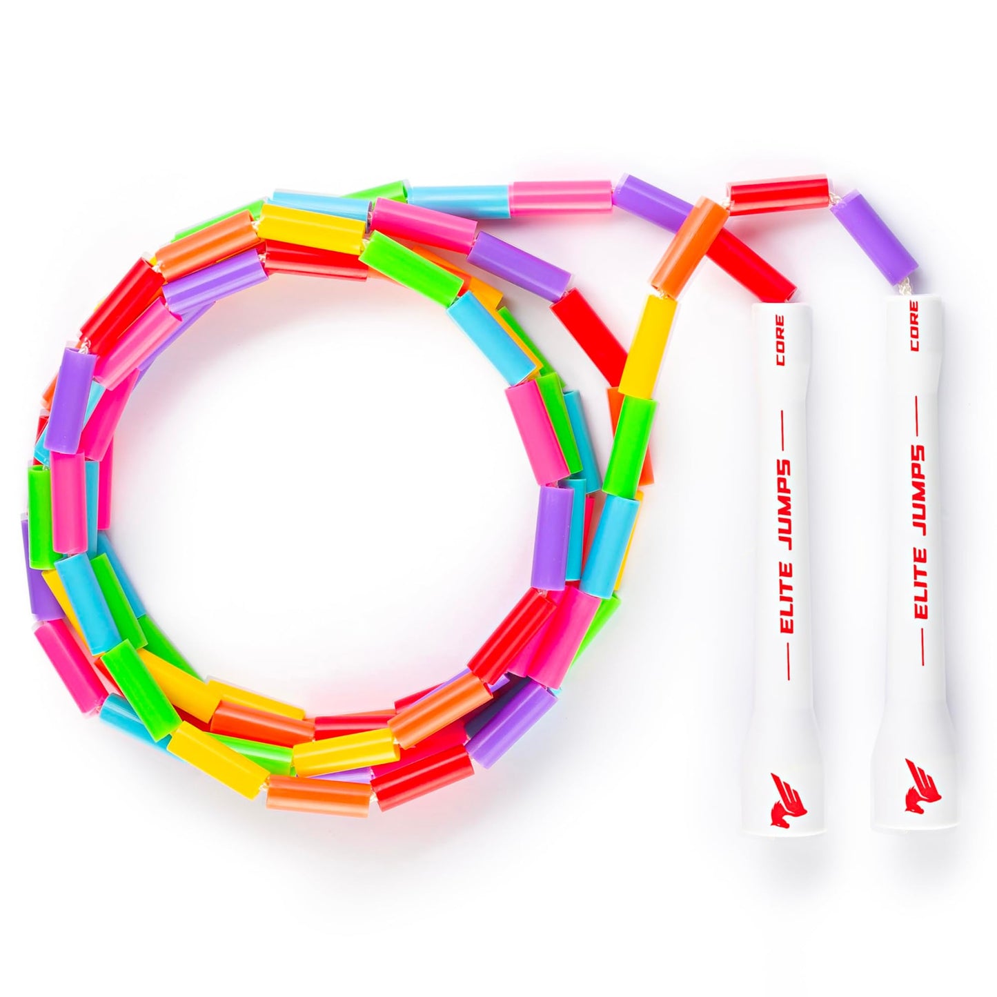 Elite Jumps Beaded Kids Jump Rope, Adjustable, Rainbow, 8 ft