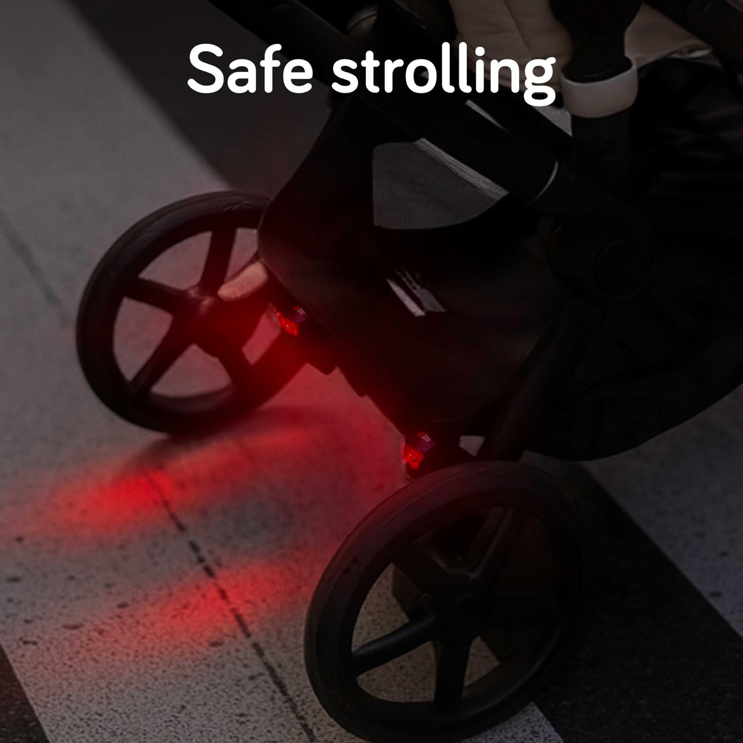 Baby Uma LED Stroller Lights (4-Pack) - Universal with 3 Light Modes (Constant/Pulse/Strobe), Buggy & Bike Lights Front and Back (2 White Headlights & 2 Red Taillights), Clip-On Bike Light