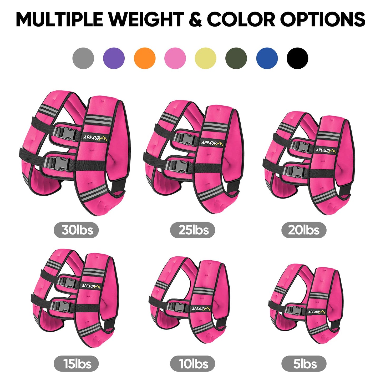 APEXUP 25lbs Weighted Vest Men Women, Weight Vest for Women Workout Equipment for Strength Training Running (Pink)