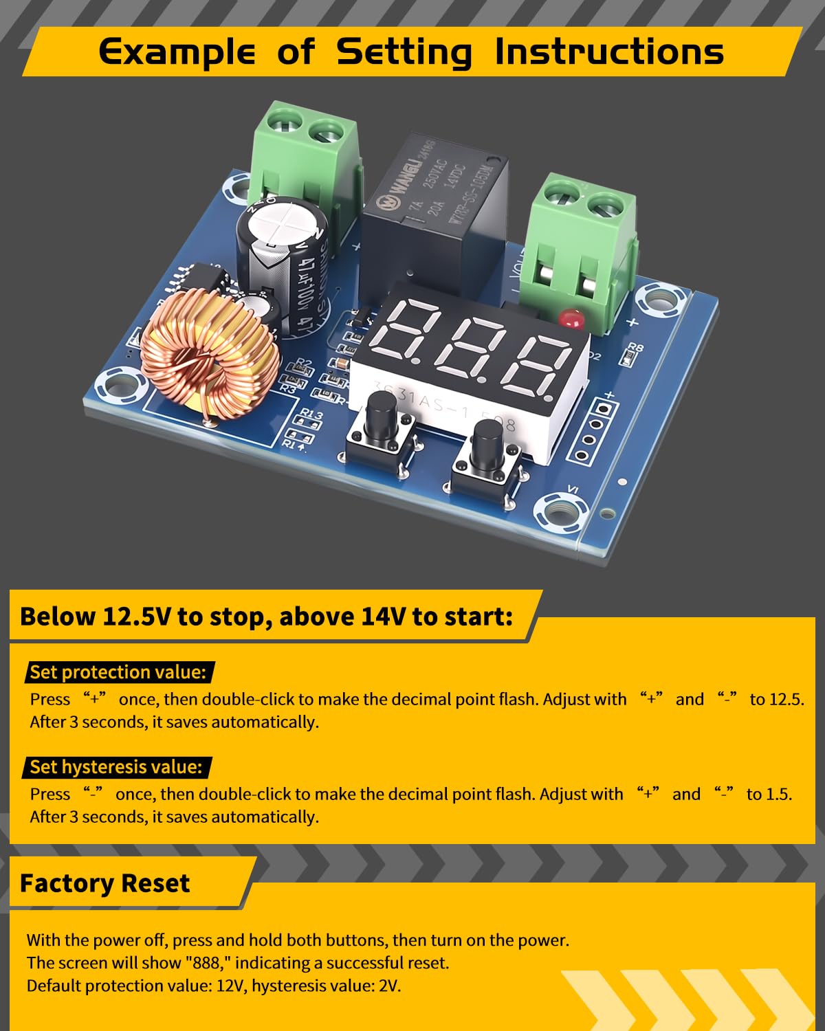 SELOKY 2pcs 12V-36V DC Digital Low Voltage Protector Disconnect Switch Cut Off Over Discharge Protection Module for Lead Acid Lithium Battery Solar Panel Lighting System