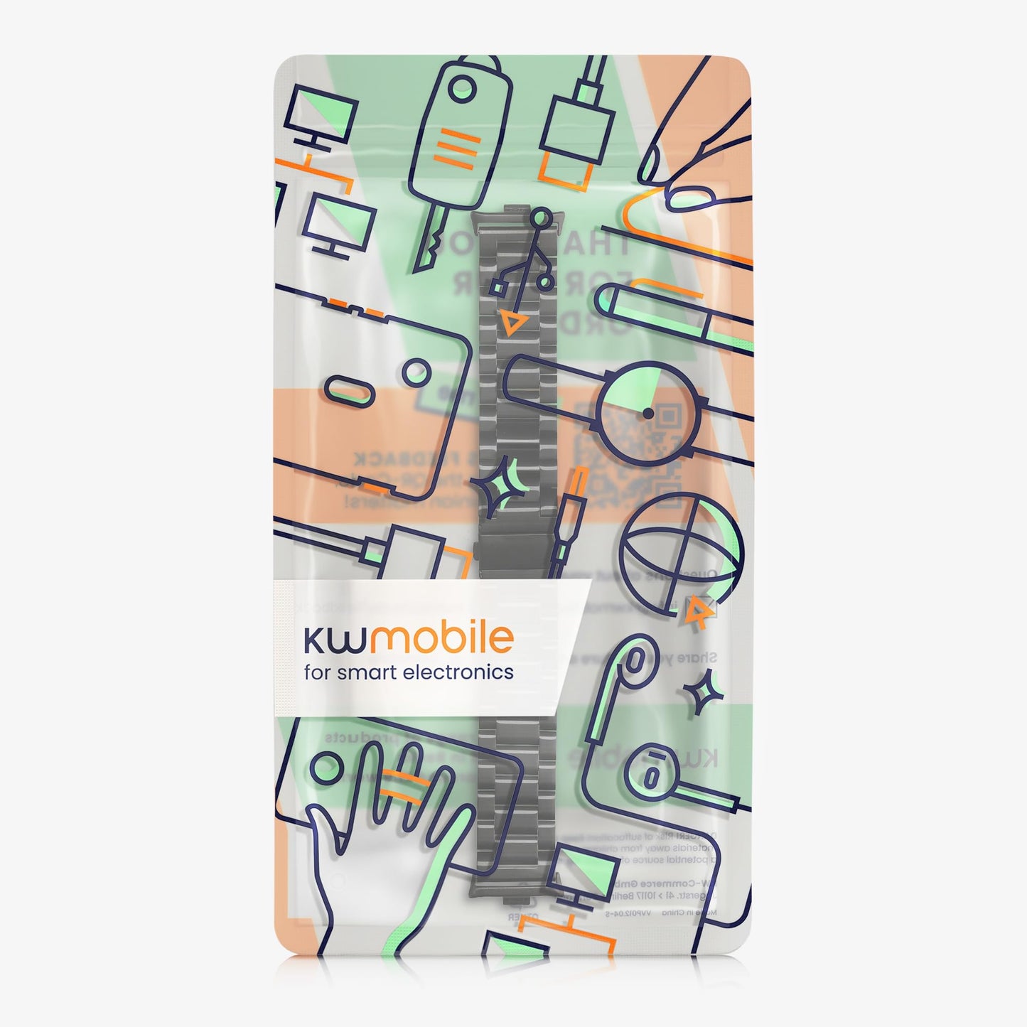 kwmobile Replacement Strap Compatible with Xiaomi Smart Band 8 Pro/Band 9 Pro/Redmi Watch 5 / Redmi Watch 4 Strap - 5.5-8.7 inches (14-22 cm) Stainless Steel Straps - Black