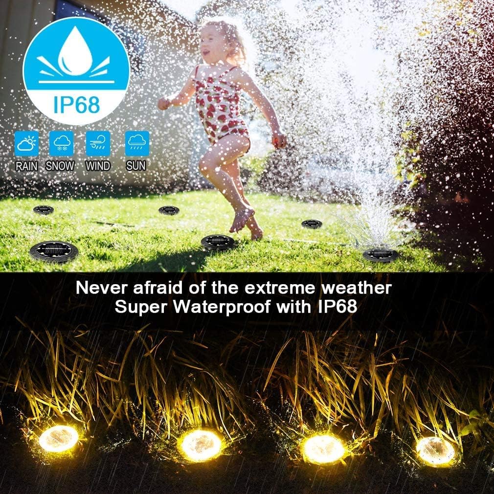 12 Pack Solar Powered LED Ground Lights - Waterproof Decorative Garden Pathway Lighting