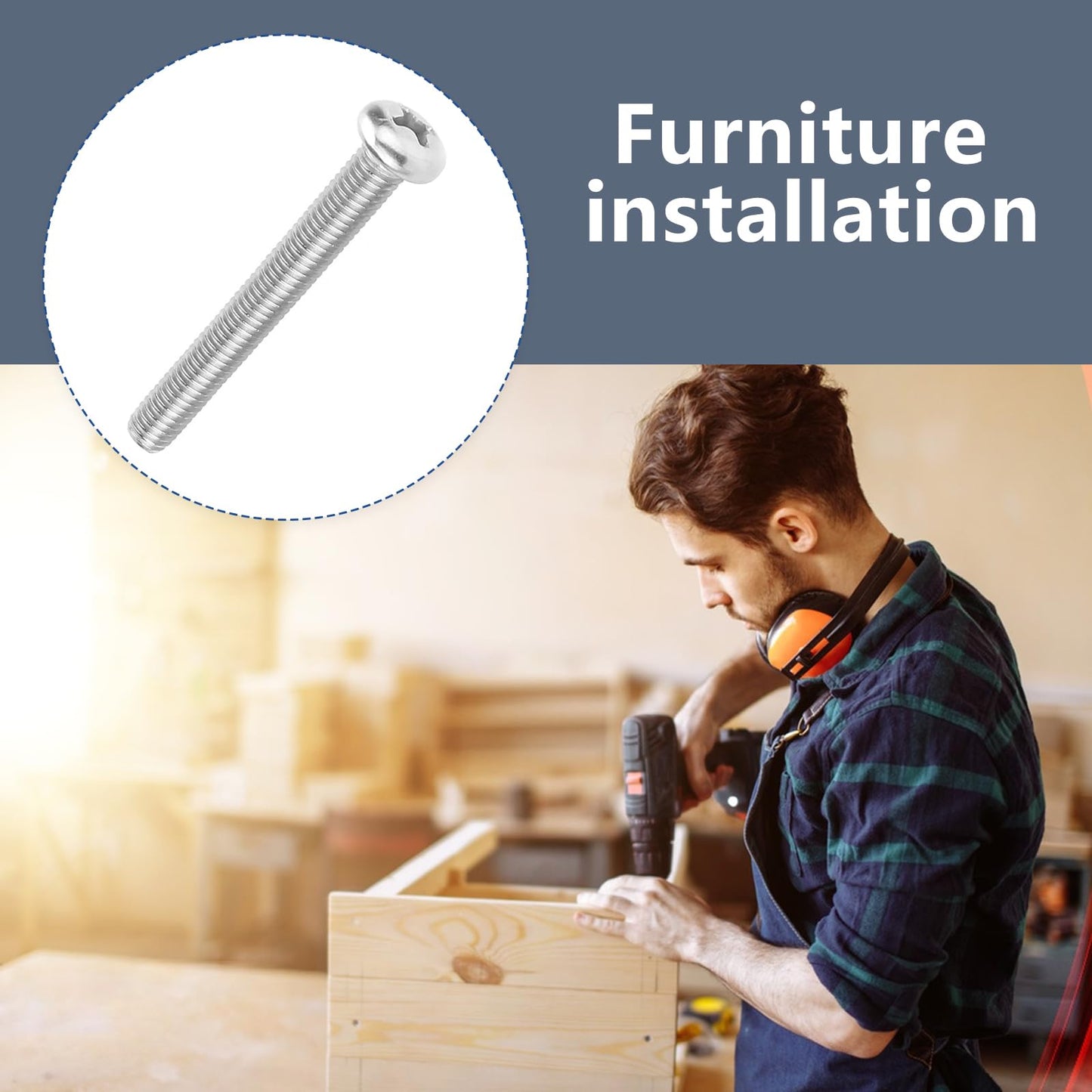 QISHENG 100 PCS #6-32X1-1/2(1.5 inch) Stainless Steel Phillips Pan Head Machine Screws,DIY,Repair,Install Furniture and Electrical Appliances Screwss,Stainless Steel 18-8 A2(304) Screw