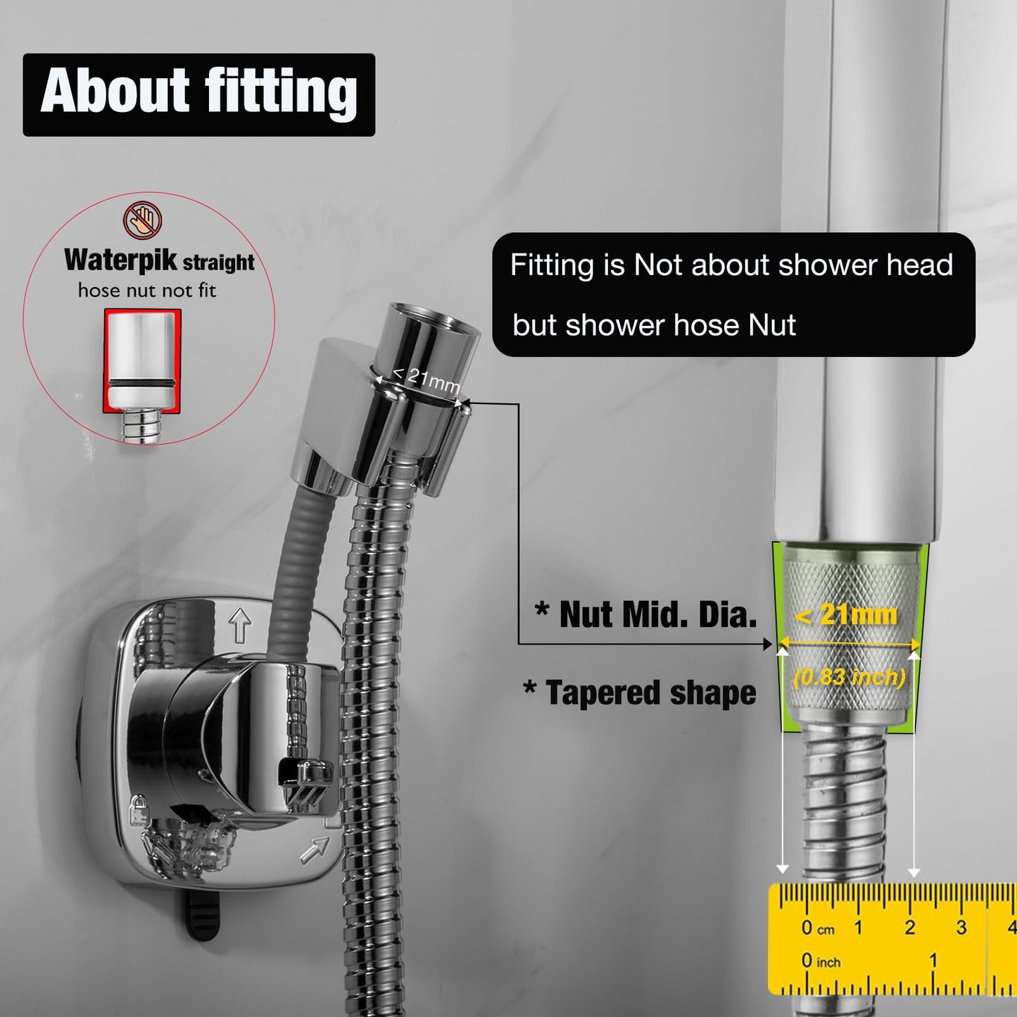 Suction Cup Handheld Shower Head Holder - Reusable - 360 Swivel Adjustable - Wall Mount Shower Wand Holder - ( Chrome Finish)