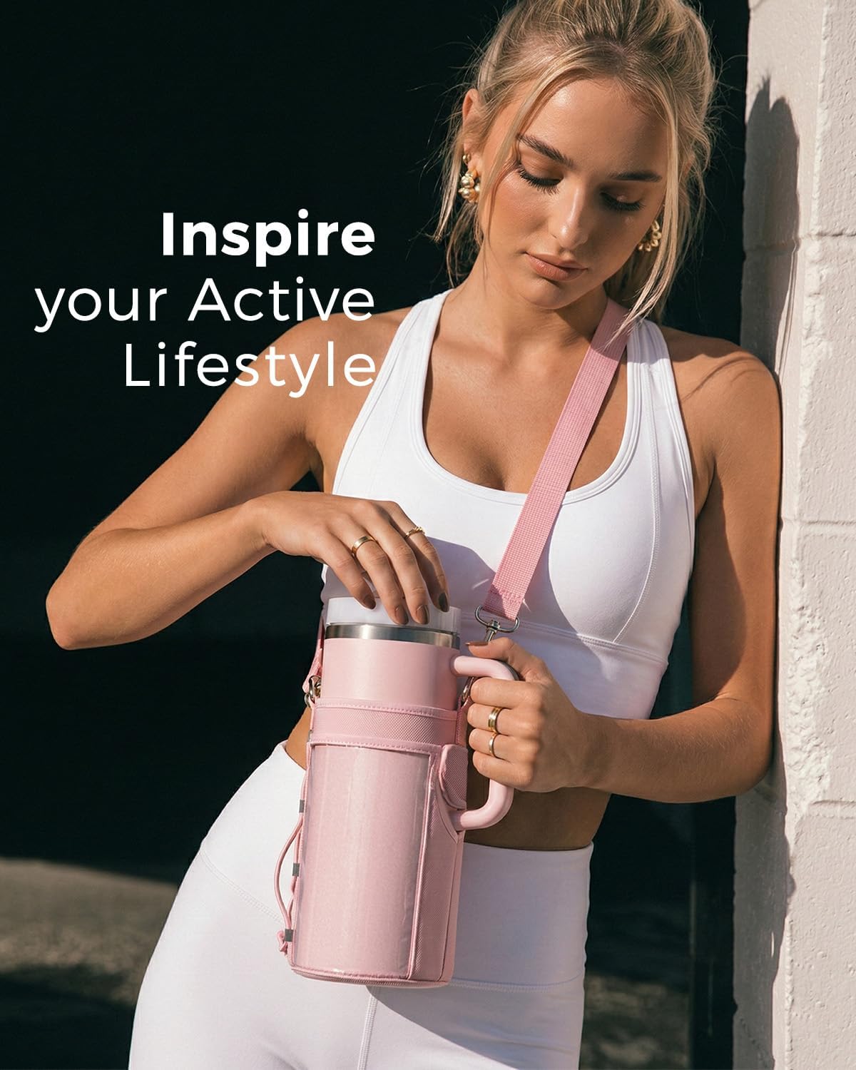 Skiennix Magnetic Gym Bag for Women - Water Bottle Holder & Touchscreen Pocket | Fits 40oz Tumbler, 4 Built-in Magnets, Shoulder Strap