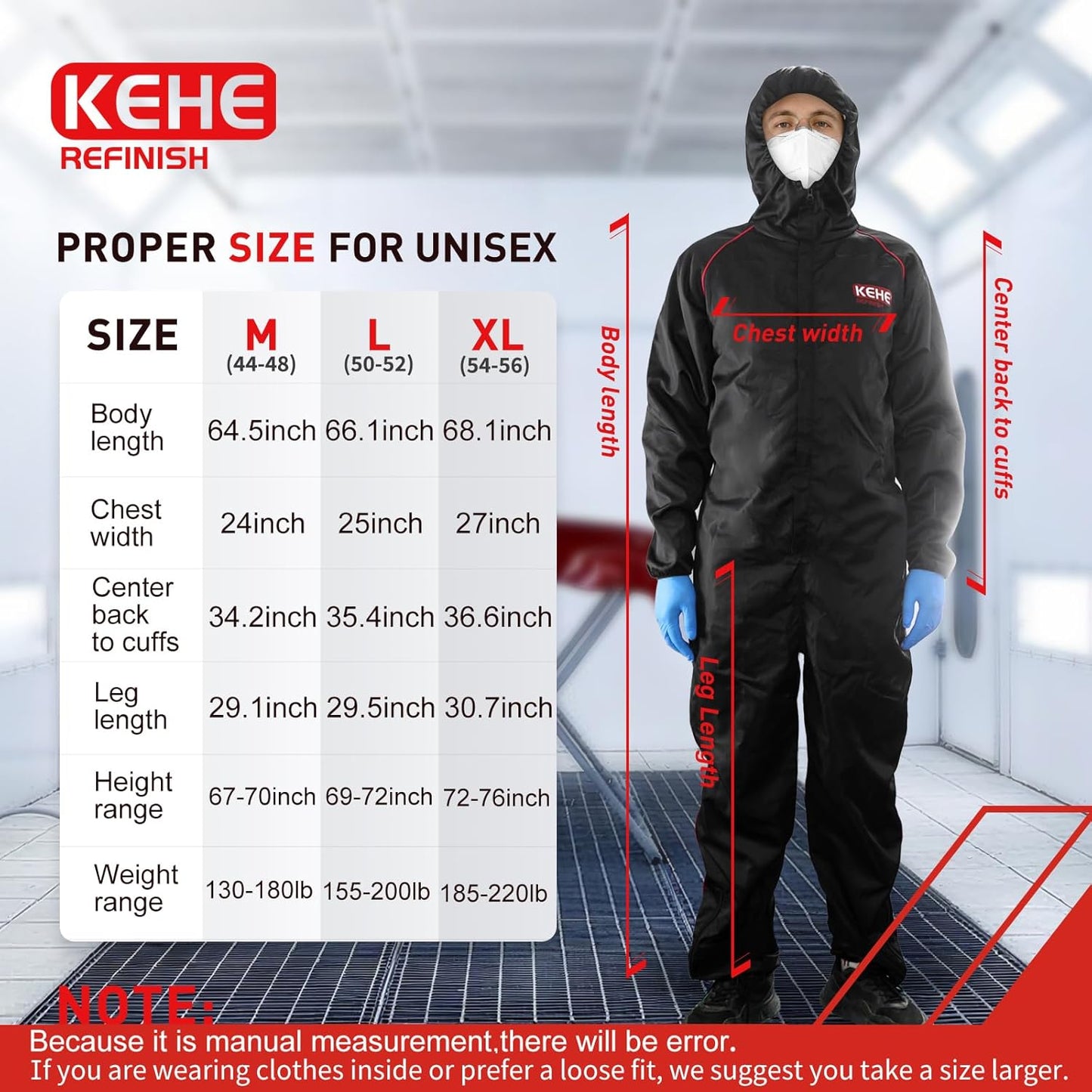 Skiennix Reusable Anti-Static Paint Spray Suit - Protective Coverall for Safe Painting