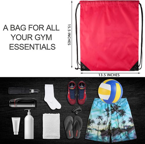 GoodtoU Drawstring Backpack - Durable Nylon Cinch Sack Gym Bag for Sports & Travel | 20 Pcs, Cherry