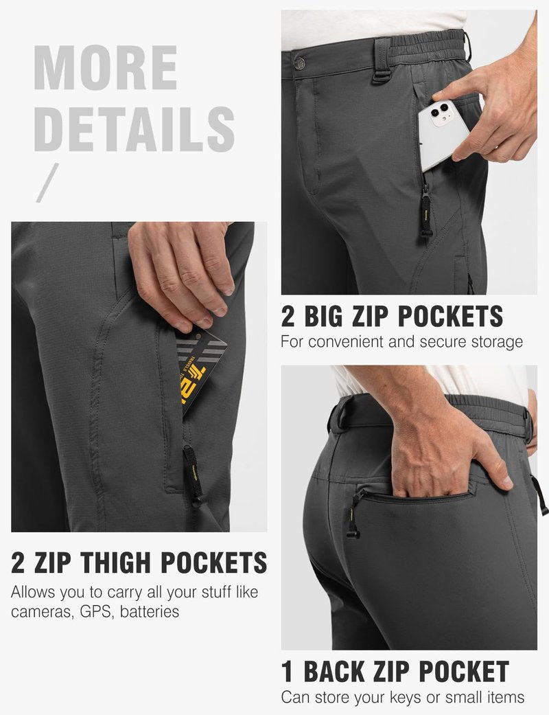 TBMPOY Men's Lightweight Hiking Pants Quick Dry Mountain Fishing Camping Travel Outdoor Pants Thin Dark Grey L