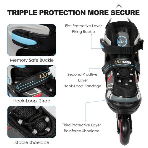 RunRRIn Adjustable Kids Inline Skates for Boys Girls with Full Light Up Wheels - Roller Skates for Kids Ages 6-12, Toddler Ages 3-5, Youth Women Beginners Outdoor Indoor