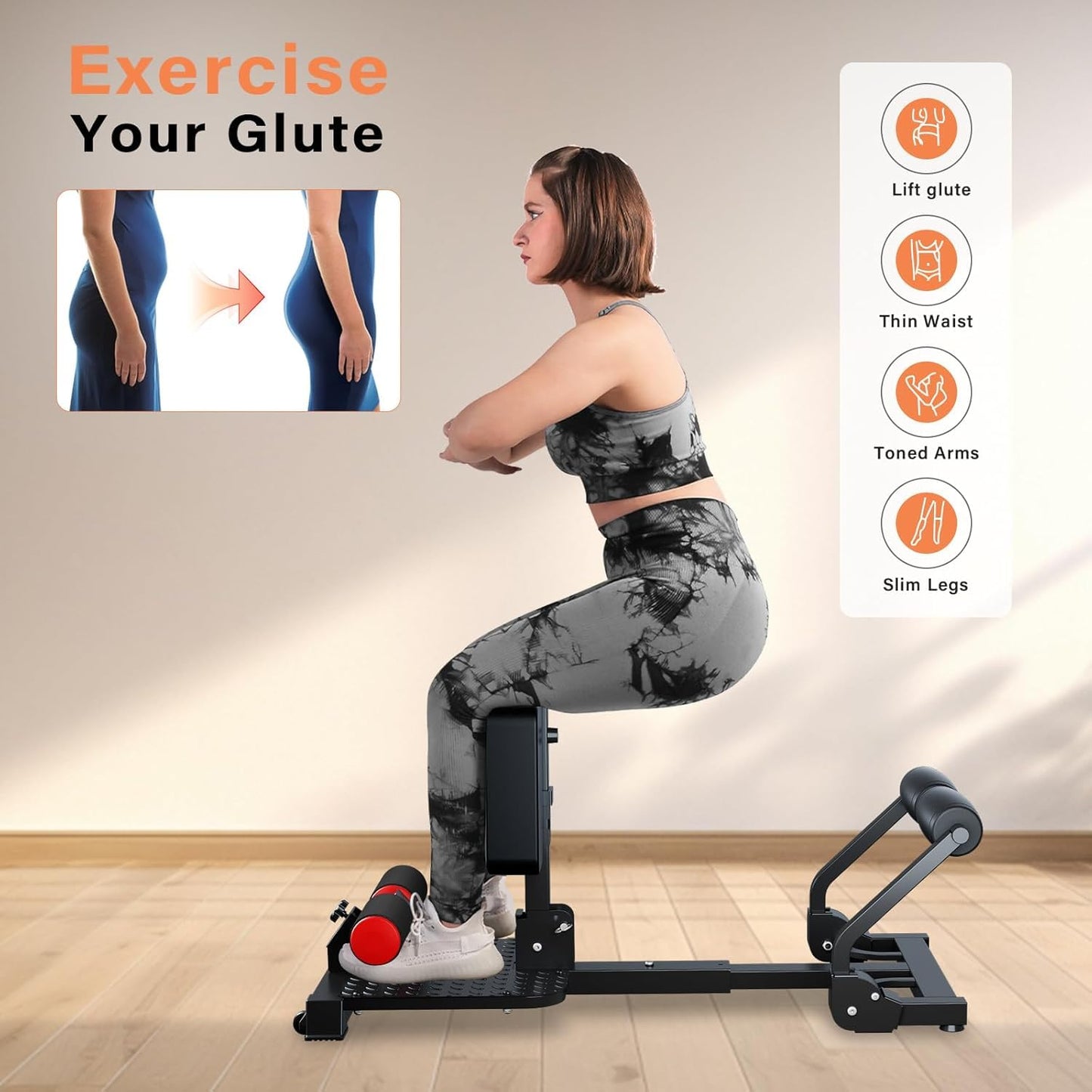 Squat Machine, Sissy Squat Machine Home for Deep Sissy Squats, Ab Workout Equipment, Roman Chair, Sit-ups, Core Exercise Machine with Resistance Bands for Home Gym Workout Station(Black)