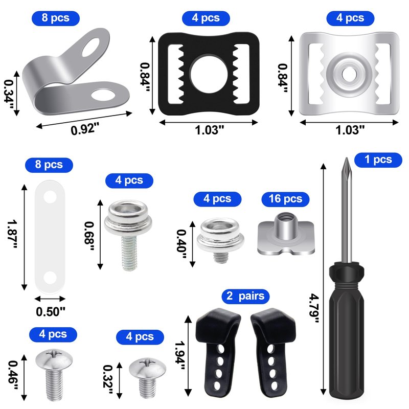 MingQiEven 61 Pack Football Helmet Repair Kit, Hockey Helmet Replacement Parts, Visor J Clips Rubber Gasket Screw Nuts with 1 Pcs Srewdriver, Chin Strap Adapter for Hockey, Baseball, Softball Helm