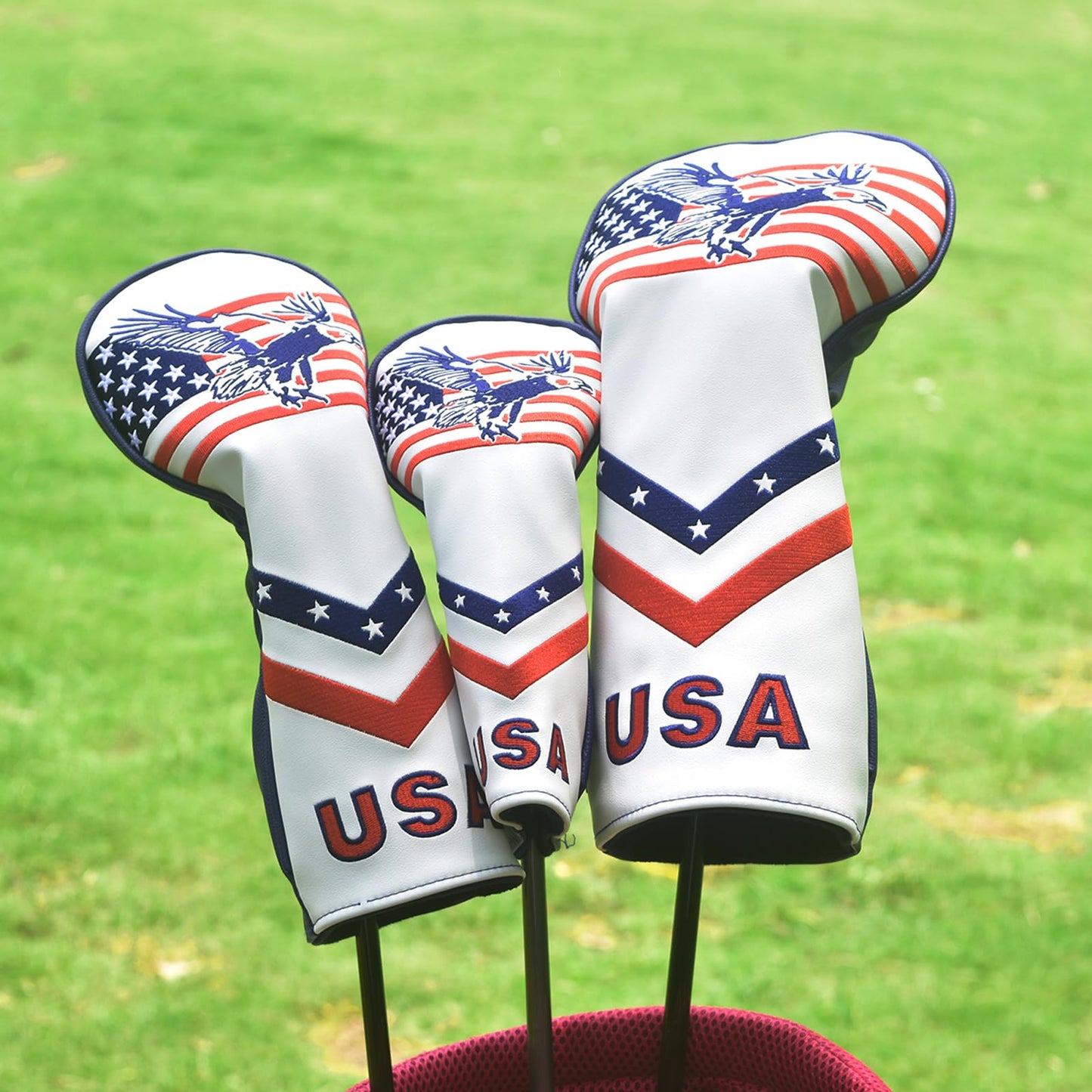 brdejc Golf Club Cover USA Eagle Putter Cover Driver Covers Fariway Wood Headcover Hybrid Cover Blade Putter Headcover Leather Golf Headcovers for All Brand (for Driver)