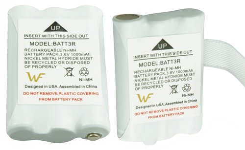 2X BATT3R Rechargeable Battery Pack Replacement for Midland BATT3R BATT-3R, AVP14 LXT600 LXT-600 LXT630 LXT630X3 LXT633 T50, T60, T51, T61, T55, T65, X-Talker Walkie Talkie Radios Batteries 1000mAh