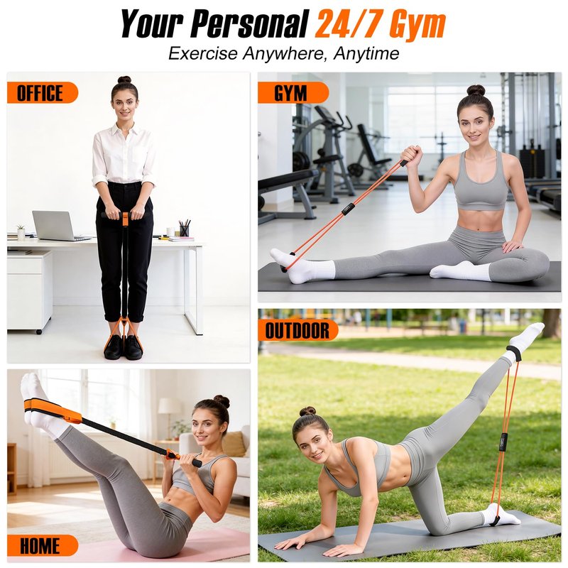 Upgraded Durable Pedal Resistance Band with Handle and Figure 8 Resistance Band Set, Stretch Bands for Exercise, Full Body Workout Equipment for Core Abs Waist Arms Back Stretching Training