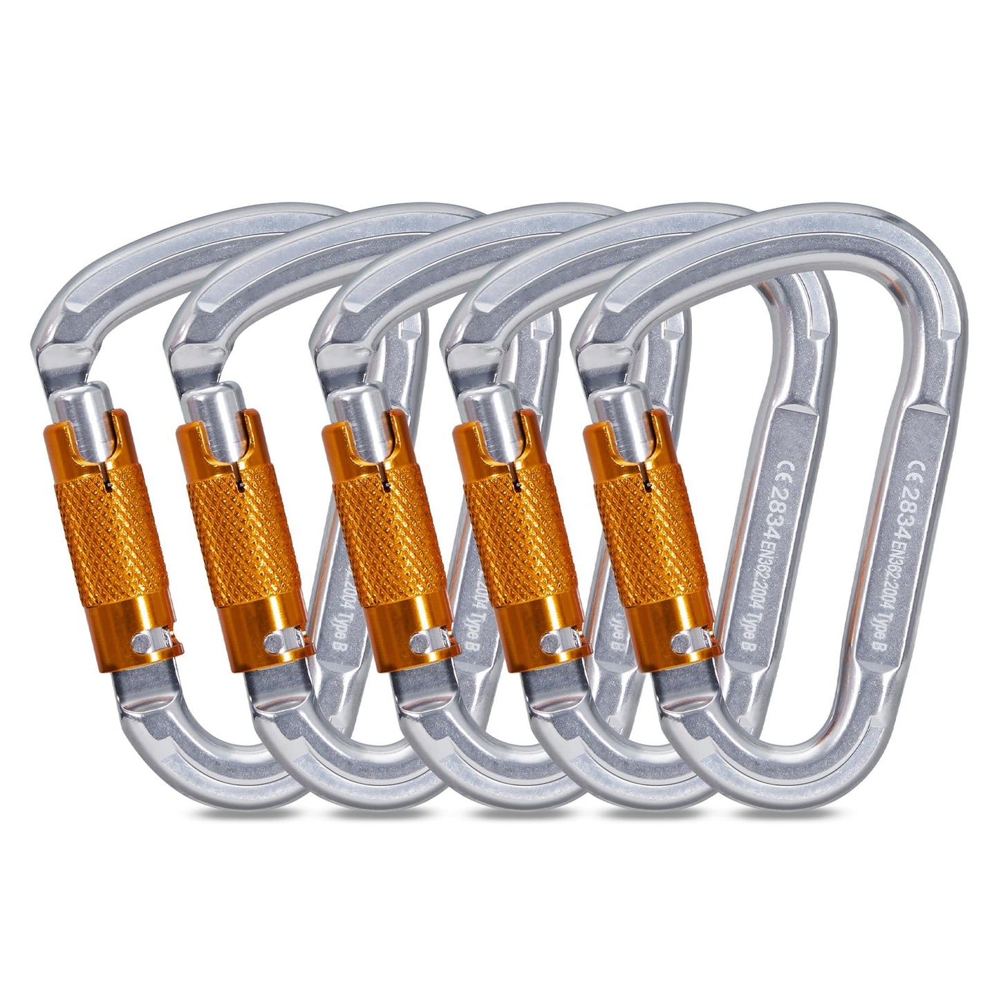 RESQT 25KN Auto Locking Climbing Carabiner Clips, Heavy Duty Climbing Carabiners Twist Lock, for Rock Climbing, Camping, Rappelling, Hunting, Rescue Equipment (25KN-5Pcs)