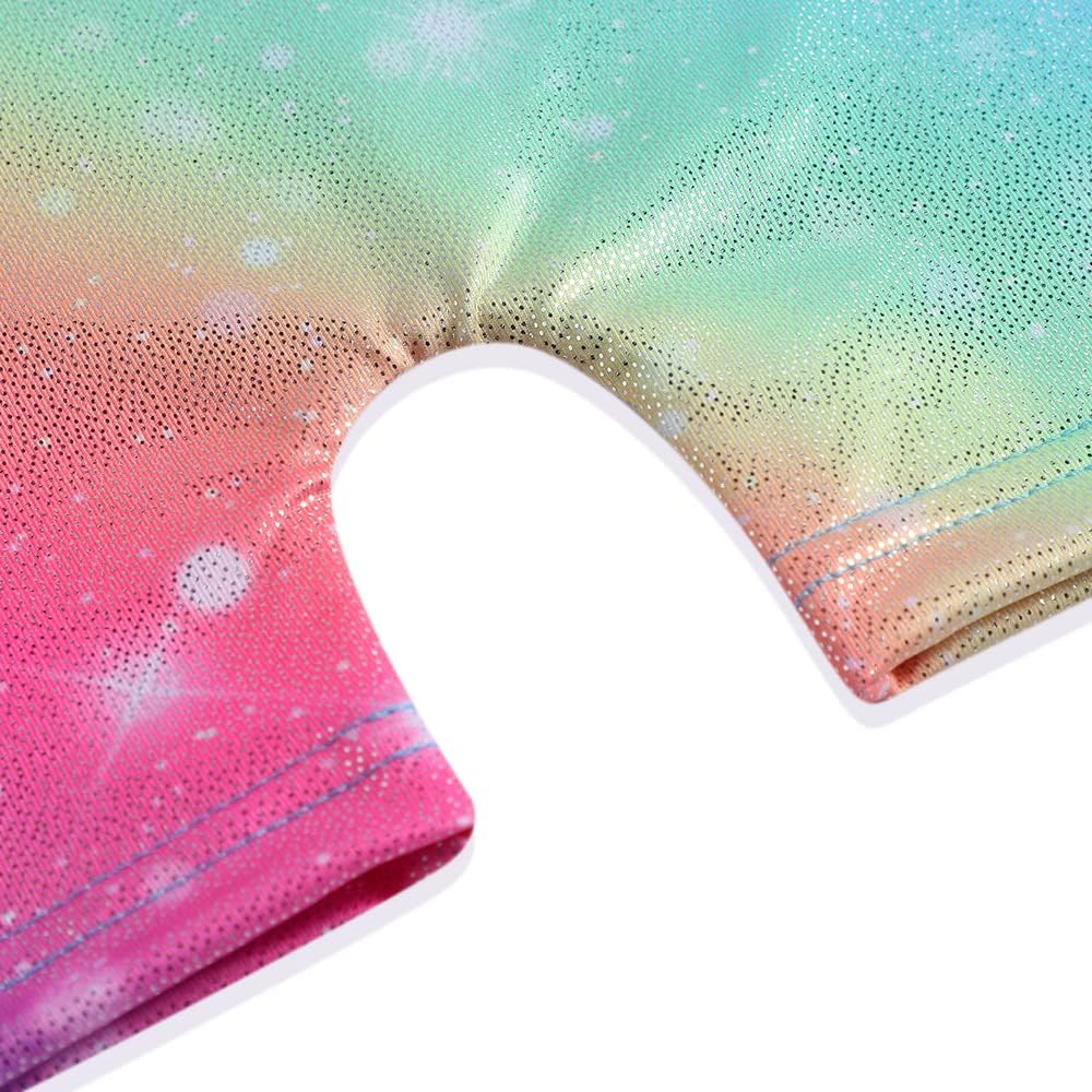 Skiennix Leotards for Girls - Shiny Mermaid Unicorn Design | Toddler Dance Biketards in Blue & Hot Pink