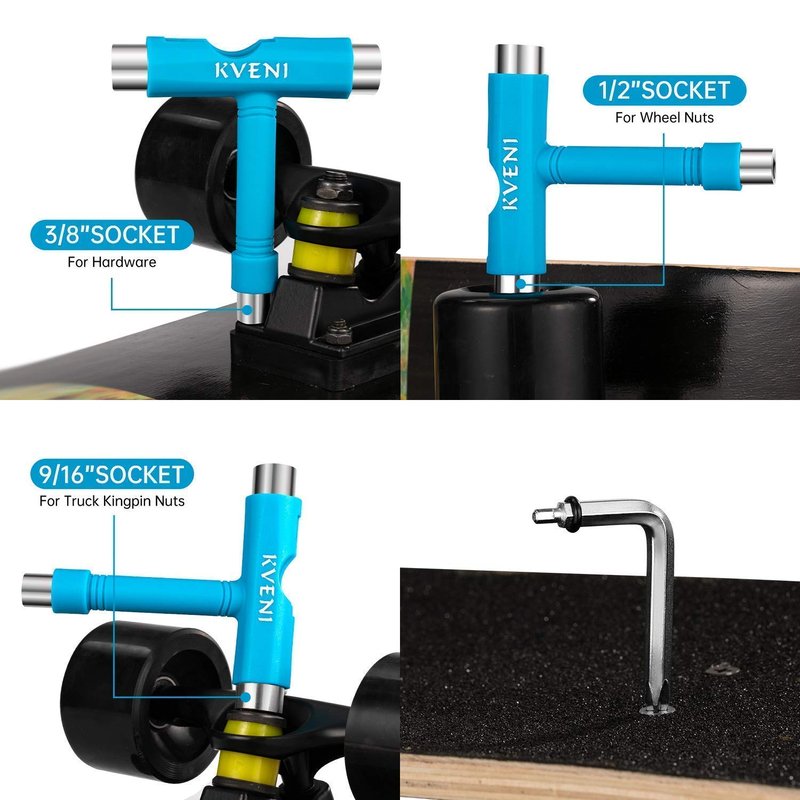 Ceramic Skateboard Bearings, 608rs Skate Bearing, Pro Longboard Bearings ABEC | Skate Tool All-in-One, Skateboard T Tools Accessory - with T-Type Allen Key and L-Type Phillips Head Wrench Screwdriver