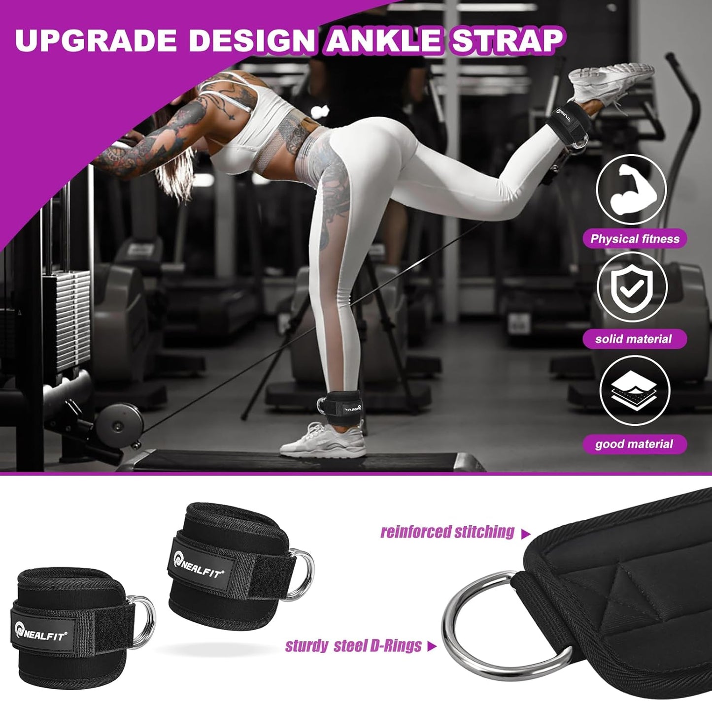 NEALFIT Barbell Pad Set - Heavy Duty Squat Pad with Lifting & Ankle Straps for Weightlifting | Home Gym Essentials